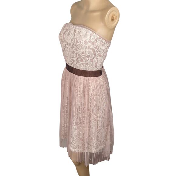 Ryu NWT Champagne Lace Tulle Strapless Corset Dress SZ L - Picture 5 of 9